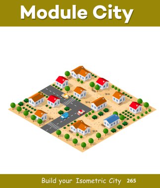 Bir çiftlik town çöl doğal peyzaj izometrik görünümü