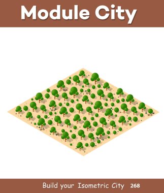 Bir şehir şehir çöl doğal peyzaj izometrik görünümü