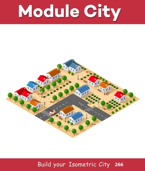 Bir çiftlik town çöl doğal peyzaj izometrik görünümü