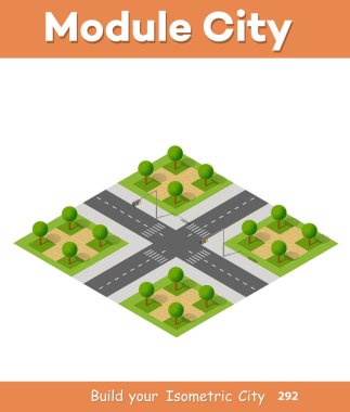 Park üç boyutlu bir şehrin ağaçlar ile izometrik 3d ayarla