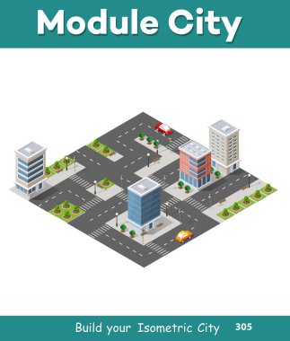 Mimari vektör çizim şehir izometrik gökdelen, kentsel yapı ve modern cityscape şehir inşaat harita arka plan için iş deneyimi için.