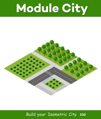 İzometrik 3d ağaç doğa öğeleri beyaz arka plan manzara tasarımı için orman. Vektör illüstrasyon izole. Şehir haritaları, Oyunlar ve şehir için simgeler