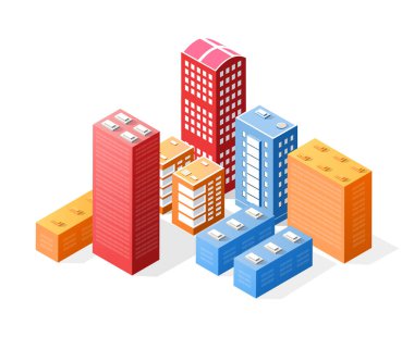 Renkli 3d izometrik şehir