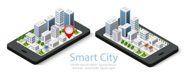 3D harita izometrik şehir