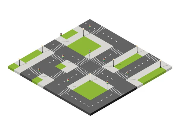 Perspectief Uitzicht Van Boven Naar Stadswijk Van Snelweg Kruising Van — Stockvector