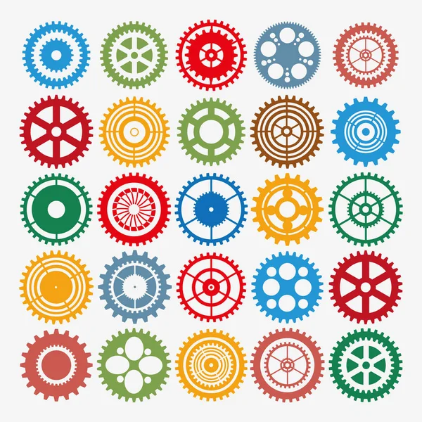 Boîte Vitesses Multicolore Mécanisme Horloge Objet Silhouette — Image vectorielle