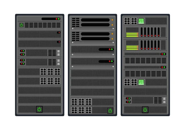 Bilgisayar iş teknolojisi blockchain, ağ Internet veri merkezi sunucu barındırma küme. Veritabanı depolama simgesini güvenliği için vektör çizim.