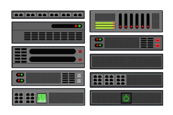 Conjunto Centro Servidores Informáticos Alojamiento Blockchain Tecnología Empresarial Datos Internet — Archivo Imágenes Vectoriales