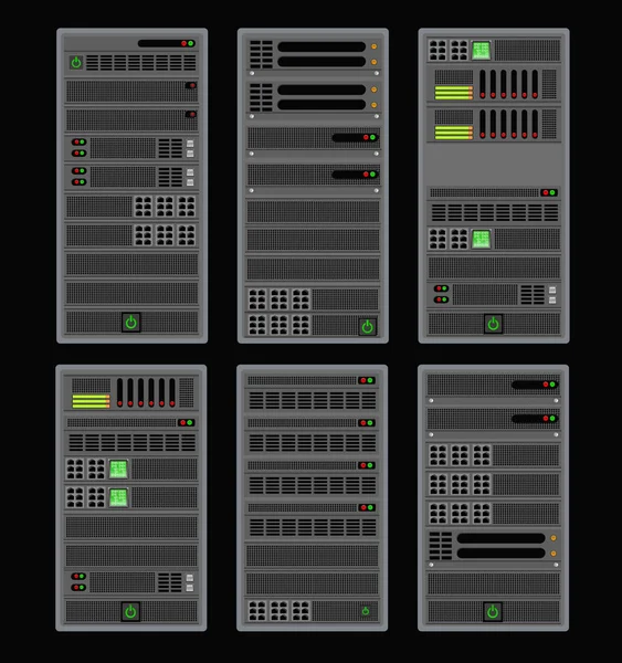Bilgisayar için ağ Internet veri kripto bir sunucu. Teknoloji blockchain dijital madenciliği iş çiftlik web para bitcoin kavramı için vektör çizim.