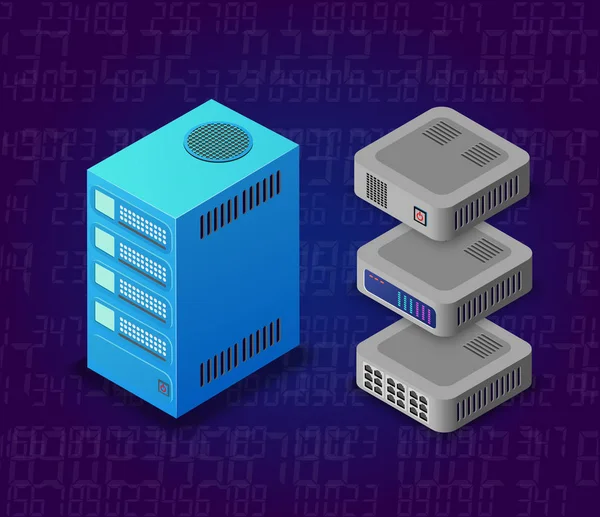 3D-Server-Netzwerktechnologie — Stockvektor