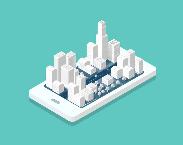 3D-Karte isometrische Stadt — Stockvektor