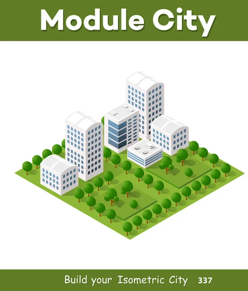 Moderne 3d Stadt isometrisch — Stockvektor