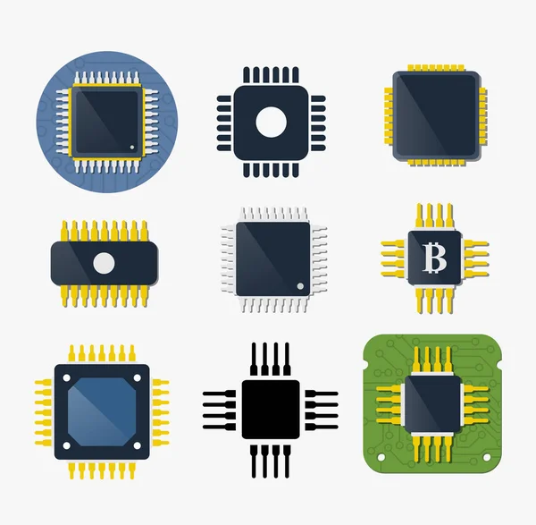 Mikrochip chip krets komponent — Stock vektor