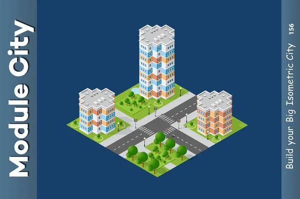 City isometric set — Stock Vector