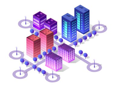 Gelecek 3d fütüristik izometrik