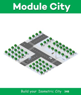 Bir yeşil ile izometrik 3d park