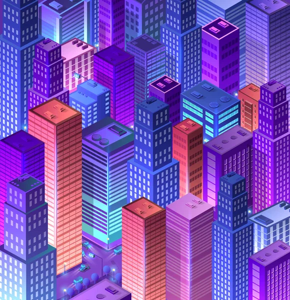 Paysage urbain 3D ultraviolet — Image vectorielle