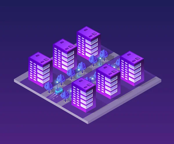 Isometric ultra city concept — Stock Vector