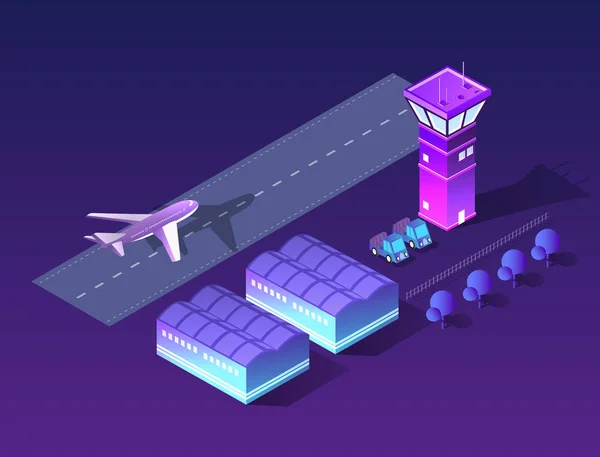 Zukünftiger 3d isometrischer Flughafen — Stockvektor