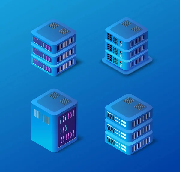 3d Server Set — Stockvektor