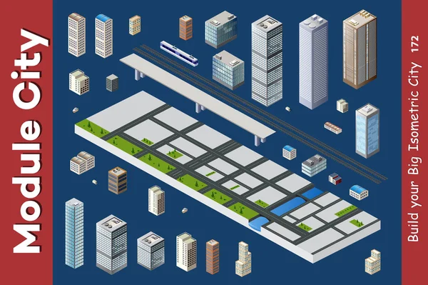 Arquitetura urbana isométrica vetorial —  Vetores de Stock