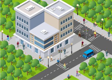 İnsanlar şehirde yürüyüş