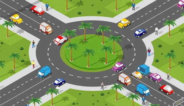 Zona urbana con una intersección — Vector de stock