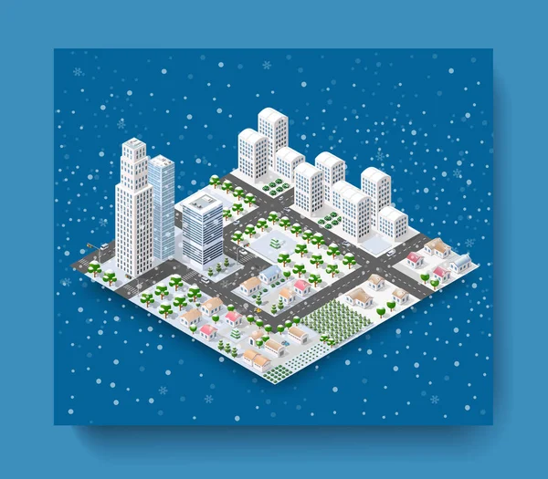 Ciudad de Navidad isométrica — Vector de stock