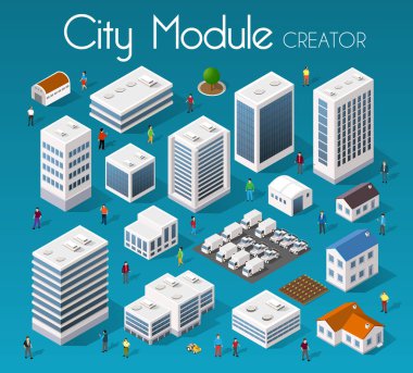 İzometrik set modül şehir