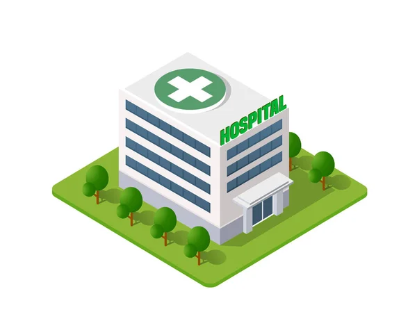 Hospital Isométrico 3d Building — Vector de stock