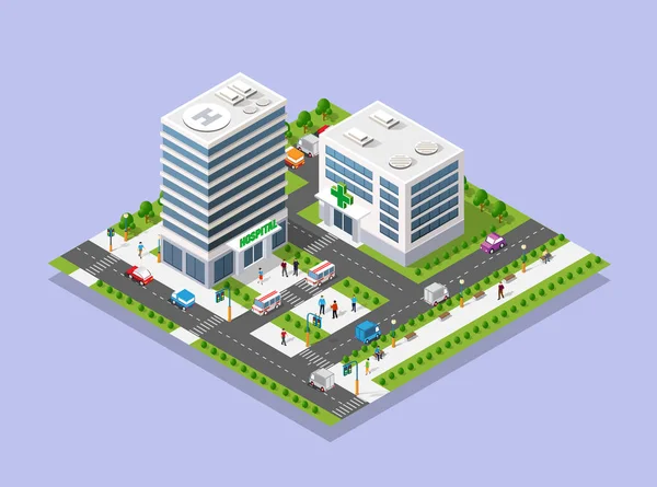 Hôpital Isometric 3d Building — Image vectorielle