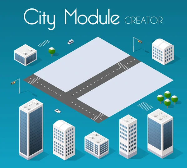 Izometrikus készlet modul város — Stock Vector