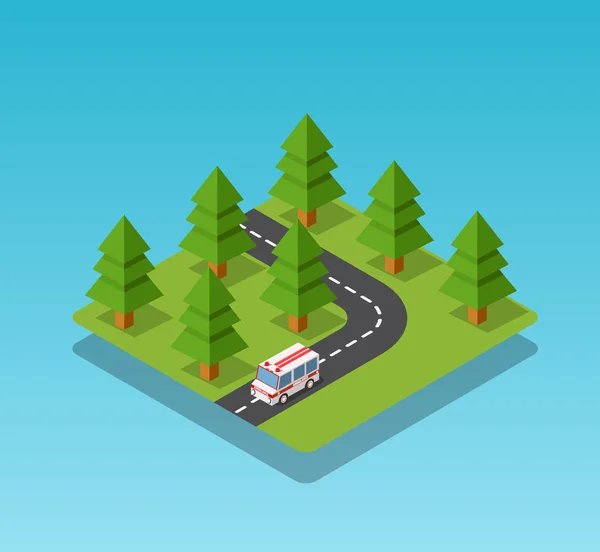 Ambulance voiture Isometric — Image vectorielle