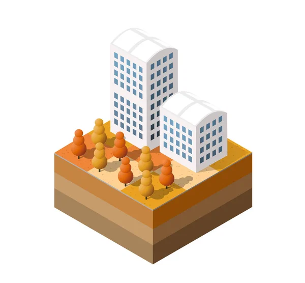 Isometric autumnal city — Stock Vector