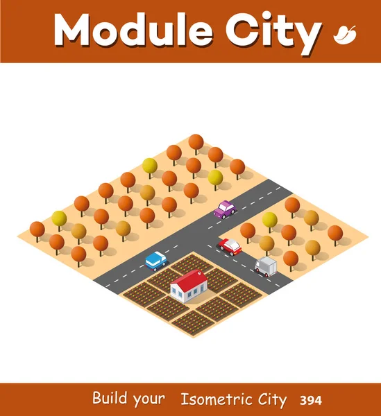 Cidade outonal isométrica —  Vetores de Stock