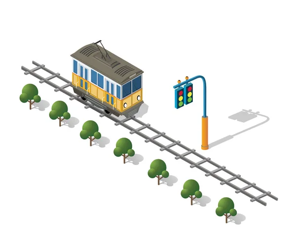 Isométrico eléctrico metro urbano — Vetor de Stock