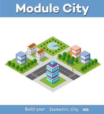 İzometrik set modül şehir