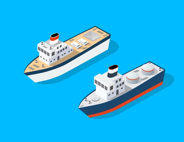 Transporte barco isométrico —  Vetores de Stock