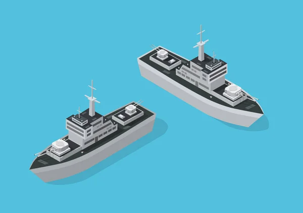 Buque de guerra barco militar — Vector de stock