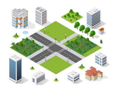 Modern 3d şehir izometrik