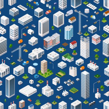 Izometrik dikişsiz desen megapolis