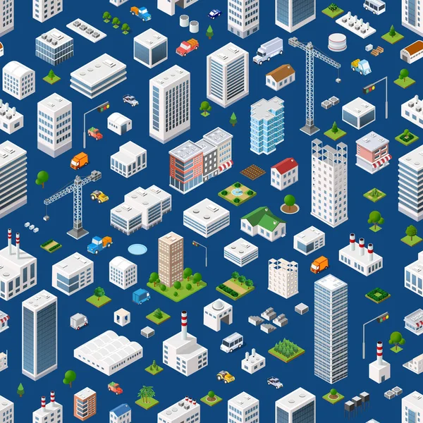 Isometrisk sömlös mönster Megapolis — Stock vektor