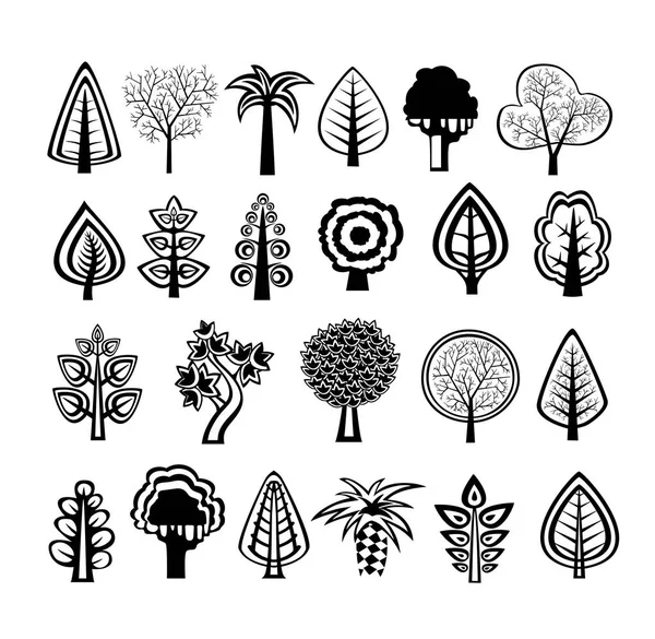 Siluetas de árboles naturaleza — Archivo Imágenes Vectoriales