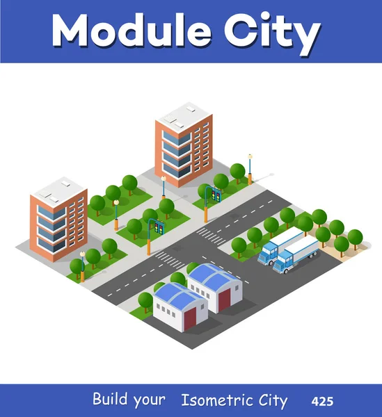 Ensemble isométrique module ville — Image vectorielle