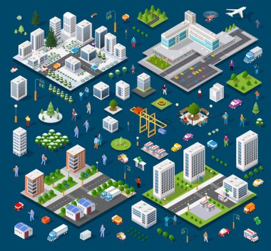 İzometrik set modül şehir