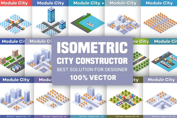 Isometric set of blocks — Stock Vector