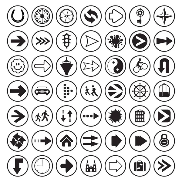 Pfeile Symbole Reihe von Silhouetten — Stockvektor