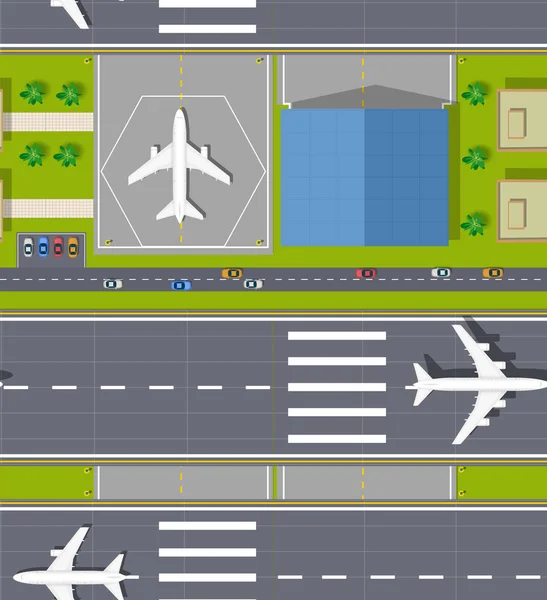 Blick von oben auf den nahtlosen Flughafen — Stockvektor