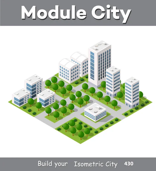 Isometrisk modul område Downtown — Stock vektor