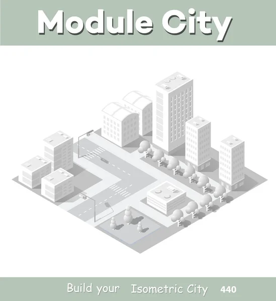 Isometrischer Modulbereich Innenstadt — Stockvektor